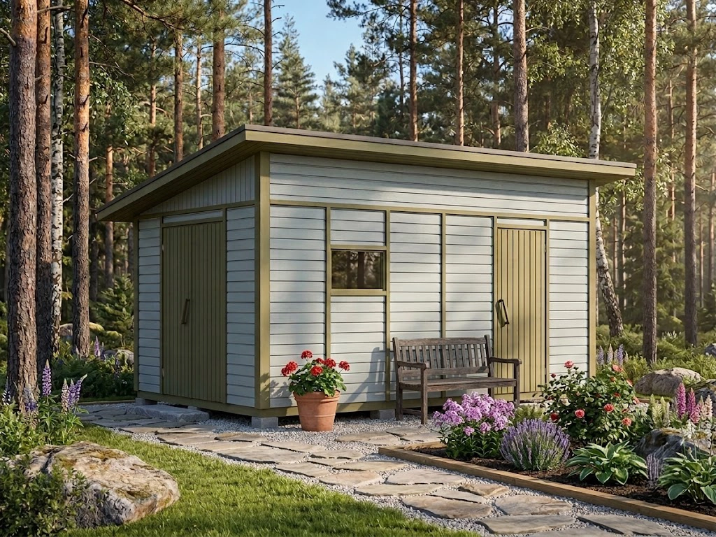 Pulpettikattoinen puutarhavaja Antti 15,4 m2 3 Pulpettikattoinen puutarhavaja
